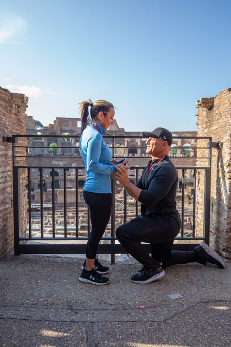Surprise proposal at the Colosseum, Rome