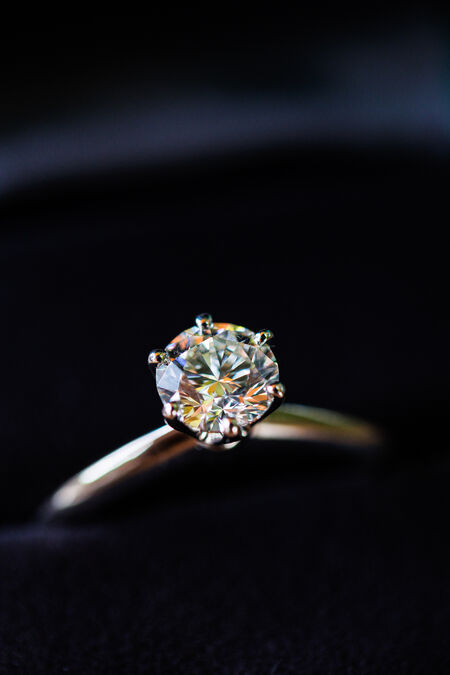 Close-up of the engagement ring in its ringbox