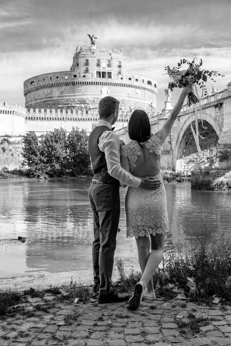 Newly-wed couple celebrating their love during their Wedding Photo Session in Rome