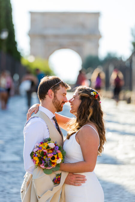 Couple during their wedding photo session at the Colosseum