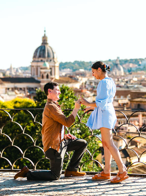 Surprise Wedding Proposal in Rome on the Terrazza Belvedere